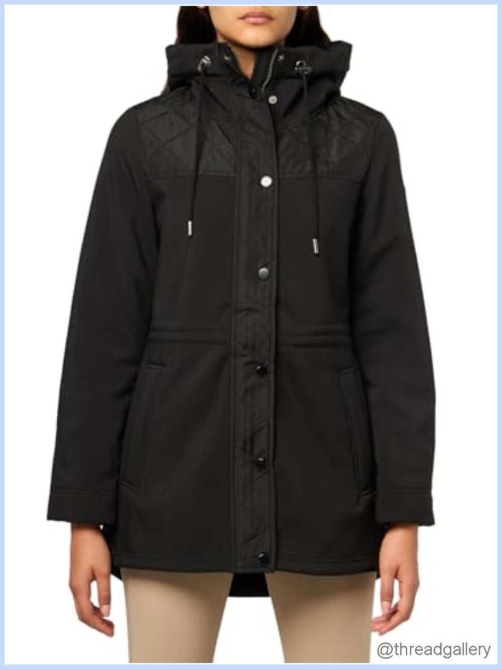 Hooded Quilted Anorak Jacket Loose Fit Mild Weather Fall Coat